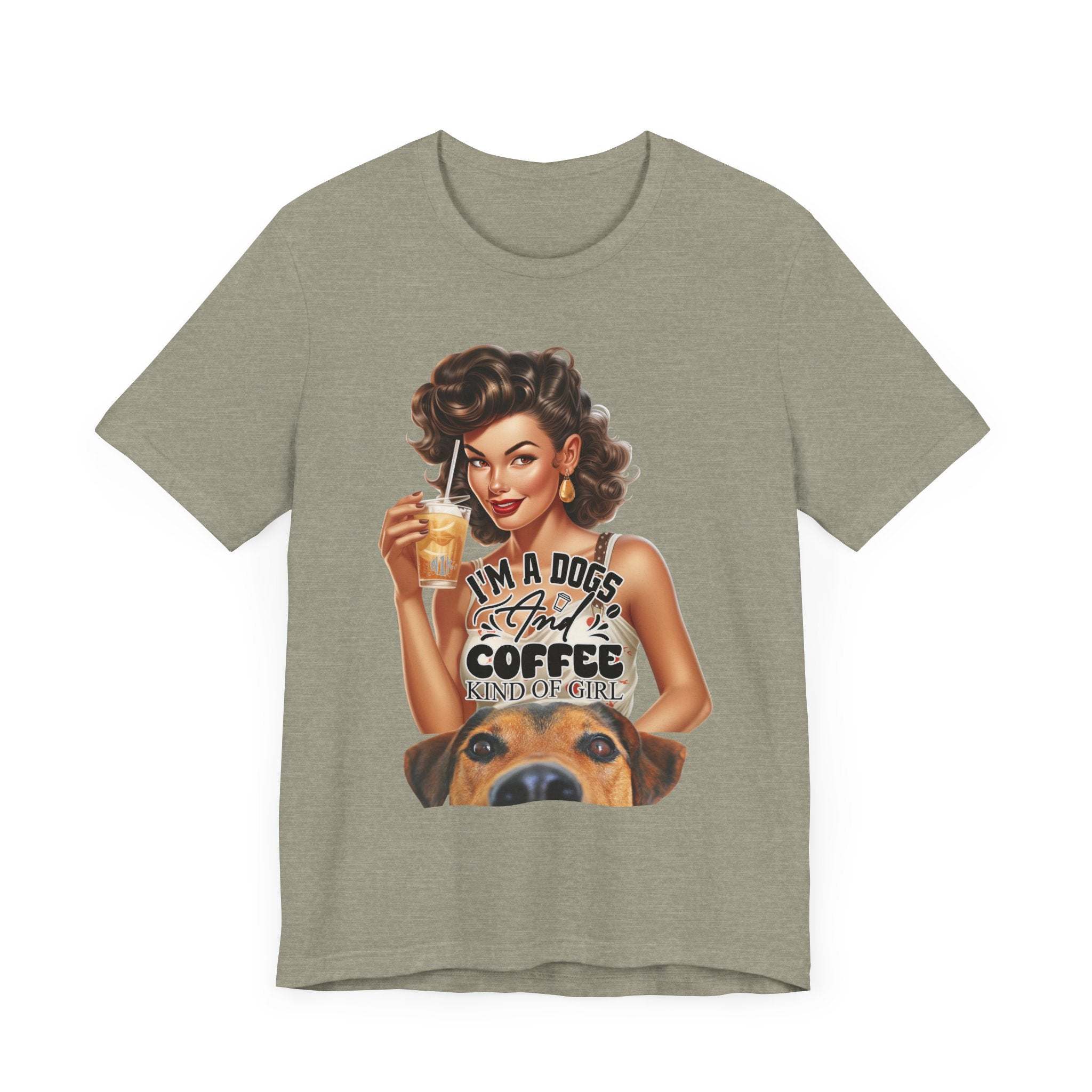Coffee drinking Dog Mom Unisex Jersey Short Sleeve Tee